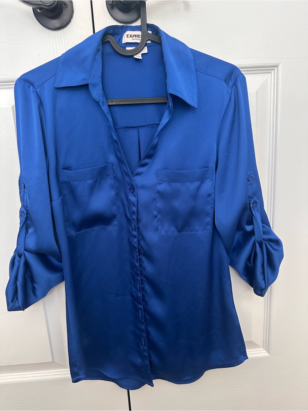 Express Women's Blue Portofino Button-Up Blouse